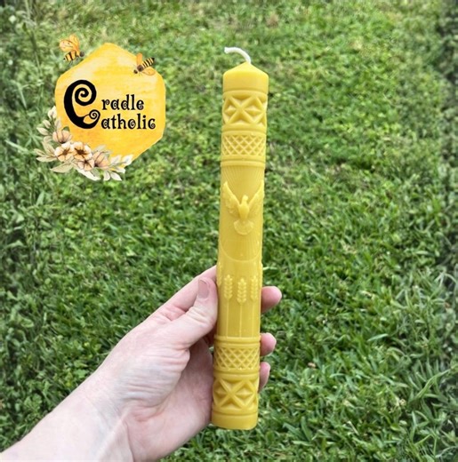 Holy Spirit Taper Candle: 100% Pure Beeswax, Handcrafted, Sacramental, Easter, Pentecost, Christmas, Cotton Wick, Non-toxic, Eco-friendly - Etsy