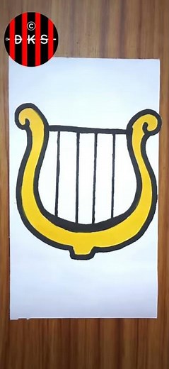 HOW TO DRAW HARP | MUSIC INSTRUMENTAL | EASY DRAWING | DKS CARTOON