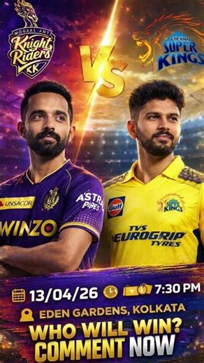 Who will win today? comment Now #kkr #csk #ipl2026 #thala #trendingshorts #virlashort #cricket