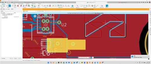 DRC mostra un errore airwire se due poligoni delle stesse reti sono sovrapposti in un PCB multilayer in Fusion Electronic Design