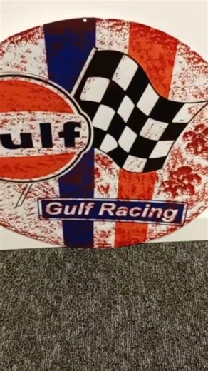 For Sale New Distressed X Large Gulf Racing Tin Sign Priced: £30