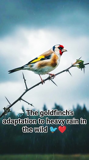🌧️ The goldfinch's adaptation to heavy rain in the wild 🐦❤️ #Goldfinch #Birds #BirdWorld #HeavyRain #Rain #Nature #AnimalAdaptation | Wild Bird Beauty