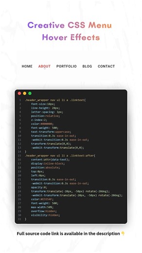 ✨Creative Menu Hover Effects Using HTML & CSS | Animated Navigation #webdevelopment #htmlcss #coding