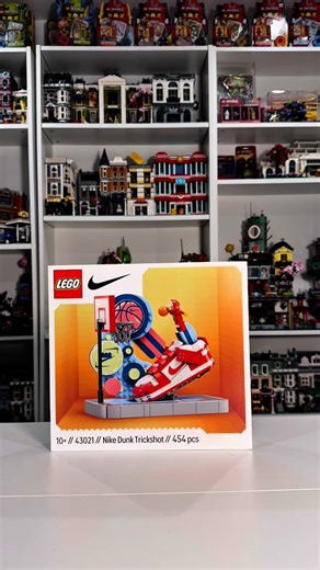 STUD CITY on Instagram: "Here’s a closer look at the LEGO® Nike Dunk Trickshot This 454-piece set brings street‑ball flair to your shelf with a bold graffiti backdrop, buildable Nike Dunk sneaker that mimics a dunk with a lever, a hoop, and a minifigure in a hoodie,complete with two head options. A playful, display‑ready piece perfect for fans of basketball and sneaker culture. #LEGO #rlfm #43021 #gifted"