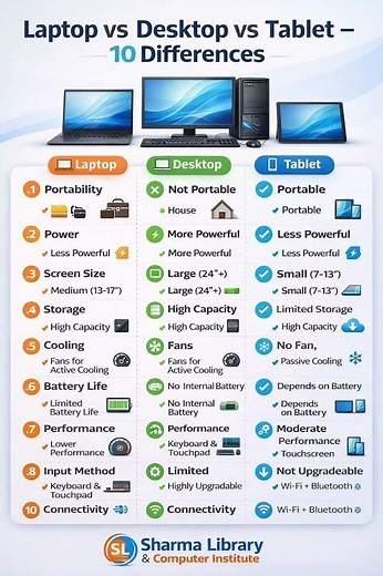 Difference Between Laptop, Desktop & Tablet (Easy Explanation) #shorts #tech #different #system