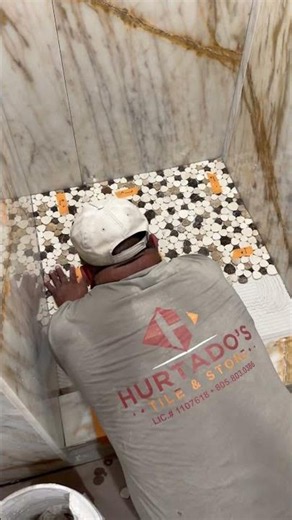 Shower Floor Tile Installation #mosaic #tiler #tilingwork #tilework #diy #howto #home #shower #fyp