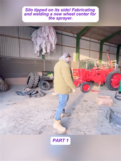 Silo tipped on its side! Fabricating and welding a new wheel center for the sprayer part 1 #fyp #videoviral #uktiktok