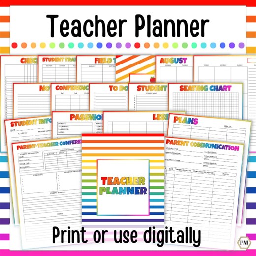 Teacher Planner, Digital or Printable, Lesson Plan Template, Back to School