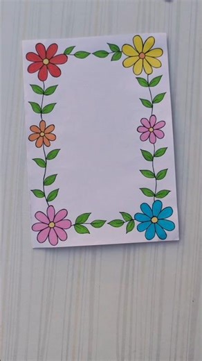 Colorful Flower Frame Border design/6 easy border design/Project design/Priyanka Gunwal #shorts