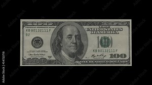 100 dollar bill turns into stack of dollar bills, spinning