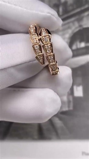 Custom-made narrow band snake ring with full diamond setting. #diamond #jewelry #customfinejewelry