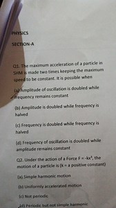 PHYSICSSECTION-AQ1. The maximum acceleration of a particle i... | Filo