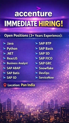 Accenture hiring #softwarejobs #panindia #unemployment #employment
