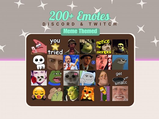 200  Meme Emotes Pack | for Discord and Twitch | Includes Handmade Letters, Numbers, Animations, Gifs, Reactions - Etsy