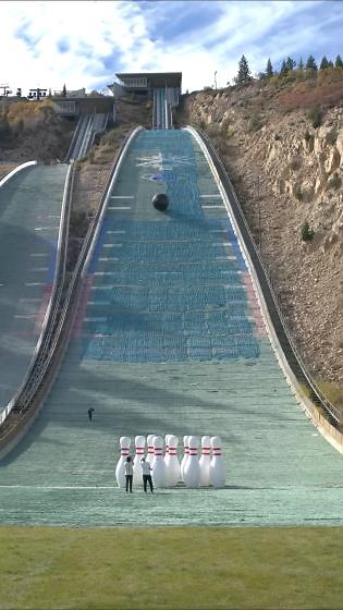 World’s Largest Bowling Ball Sent Down an Olympic Ski Jump