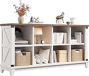 EnHomee 8 Cube Storage Organizer, Cube Organizer with Storage, Book Shelf for Bedroom and Home Office,White,Wood