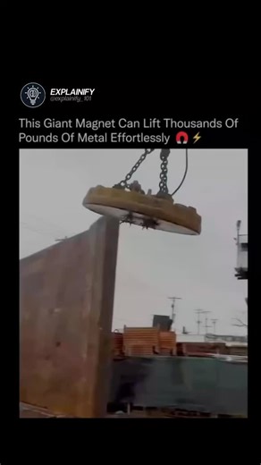 knowverse🧠 on Instagram: "What looks like magic is pure physics. 🧲 Industrial lifting magnets generate a powerful electromagnetic field when electric current flows through coils of wire inside. That field instantly pulls in ferrous metals like steel, allowing operators to pick up thousands of pounds of scrap in seconds. Once the current is switched off, the field disappears, and the metal drops. These magnets save time, reduce labor, and make moving heavy loads in recycling yards and factories