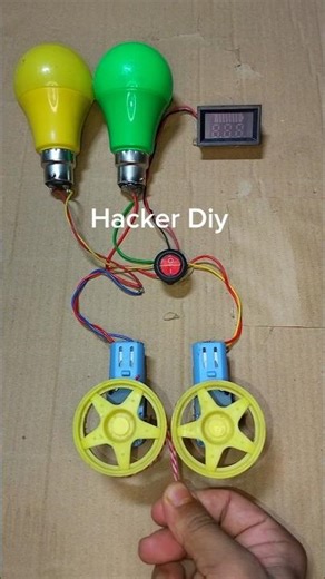 Powering LED Light and Voltmeter With Two Metal Gear Motor #dcmotor #tech #shorts