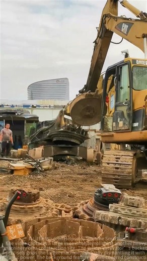 Heavy Machinery in Action! Powerful Excavators Demolish at Construction Site!