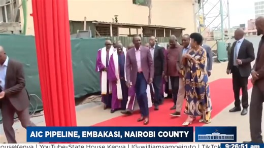 President William Ruto arrives at AIC Church, Pipeline, Embakasi, Nairobi County, for a Sunday church service. | 7 News Global