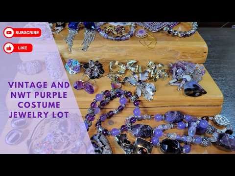 Huge Bundle of Vintage and NWT Purple Costume Jewelry