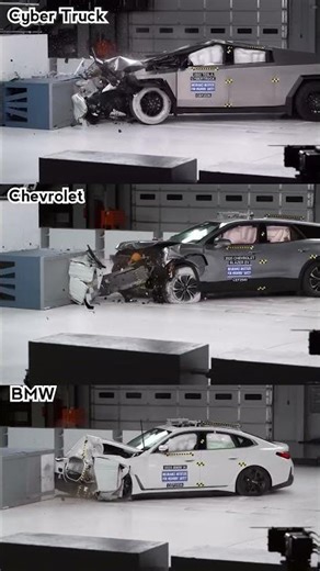 #Cyber Truck Vs Chevrolet VS BMW Crashed Test #shorts