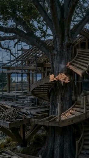 A Giant Tree Turned Into a Stunning Treehouse #architecturedesign #homedesign #buildingatreehouse