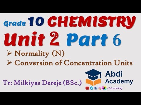 Chemistry Grade 10 | Unit 2 – Part 6 | Normality | Conversion of Concentration Units | Abdi Academy