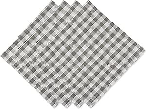 DII Gingham Check Tabletop Collection, Gray, Napkin Set
