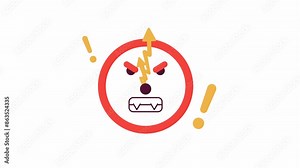 Deadline clock angry 2D object animation. Hurry time. Stressed overwhelmed flat color cartoon 4K video, alpha channel. Overload overworked. Annoyed morning alarm animated item on white background