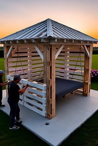 1.1M views · 2.9K reactions | More ideas @ https://www.pergolagazebos.com/design-ideas/best-wood-shed-and-cabin-ideas-for-garden/ #pallets #diy #crafts #craftsmanship #homedecor | Wood Pallet Creations | Facebook
