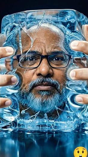 ICE GLASS FACE 😲 #shorts #asmr #satisfying #ai #glassfacade