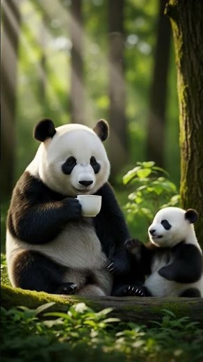 Little Panda take Tea And His Son Crying for Milk #babypanda