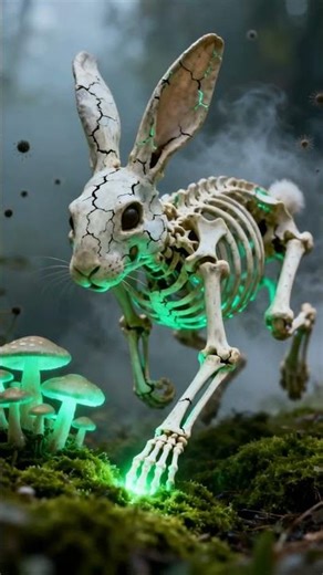 4K Skeletal Rabbit in an Enchanted Glow Forest 🐇💀 | Dark Fairy Fantasy Short