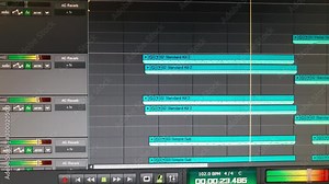 Audio sequencer on the computer. Writing music on a computer.