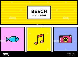 Vector 80s or 90s Stylish Icon Set with Retro Colours Stock Vector Image & Art - Alamy