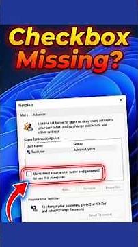 How to Fix Missing "Users Must Enter a Password" Option in Windows 11! 🔥