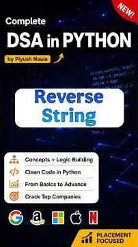 Leetcode 344 - Reverse String | Recursion | Complete DSA in Python