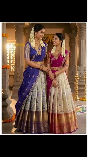South Indian Traditional Jacquard Half & Half Sarees / Navratri Sarees #ytshorts #southindiansarees