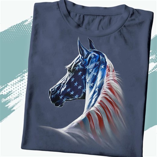 American Flag Horse Shirt: Patriotic Equestrian Tee - Etsy