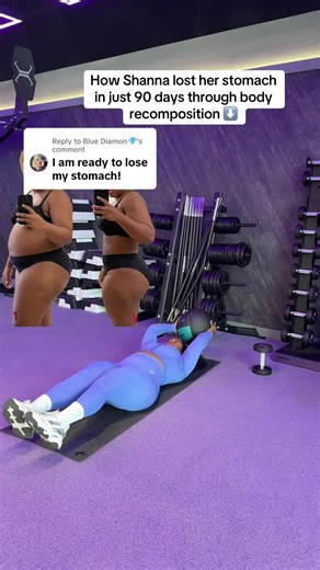 Replying to @Blue Diamon💎 Shanna lost her stomach in 90 days DM me ready to start or link in bio to join body RECOMP/ flat tummy challenge Shanna lost her stomach in 90 days by following my body recomposition program — not a crash diet. Here’s exactly what we focused on inside the plan: \t•\tAte in a calorie deficit without cutting out all her favorite foods \t•\tHit her daily protein target to help burn fat and build lean muscle \t•\tTrained with weights 3 to 4 times per week and stayed active