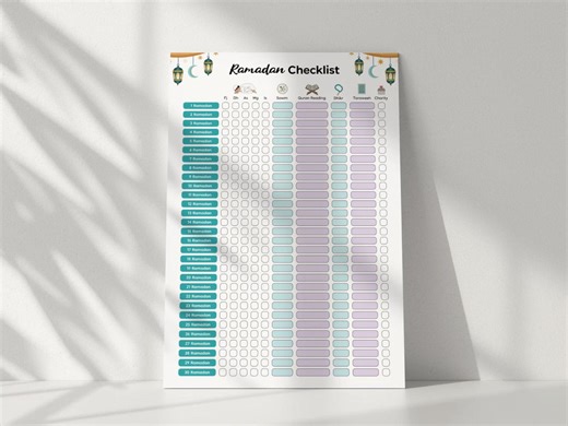 Ramadan Checklist, 30 Day Prayer & Quran Tracker, Ramadan Habit Tracker, Ramadan Planner, Ramadan Routine Chart for Kids and Adults, PDF - Etsy
