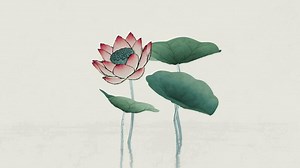Chinese retro painting style lotus illustration.