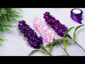 DIY Satin Ribbon flowers | How to make ribbon crafts | Bunga Lavender Dari Pita Satin | Lavender