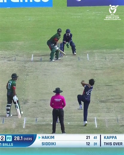 Bangladesh captain Azizul Hakim Tamim sends it to the stands to stay on track in the chase 🔥 #U19WorldCup broadcast details 👉 https://www.icc-cricket.com/tournaments/u19-cricket-worldcup-2026/news/broadcast-details-for-icc-u19-men-s-cricket-world-cup | ICC - International Cricket Council