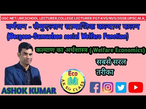 बर्गसन - सैमुएल्सन सामाजिक कल्याण फलन\r(Bergson-Samuelson social Welfare Function)