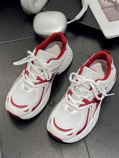 Soft Leather Thick-Soled Height-Enhancing Sneakers, Women's Breathable Mesh 2026Spring, Summer And Autumn New Casual Running Shoes, Music Festival Millennial Style Back To School Must-Have | SHEIN