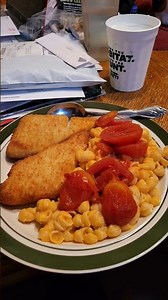 Air Fried Haddock macaroni and cheese and stewed tomatoes #food #fish