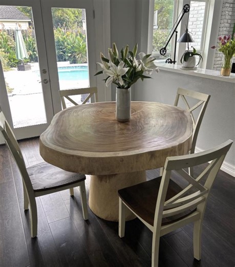 Round Live Edge Wood Dining Table Rustic Pedestal Breakfast Nook Furniture Mothers Day Gift Solid Acacia Slab - Etsy