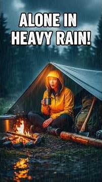 Girl Camping Alone in Heavy Rain 🌧️ | Solo Survival Shelter in the Wild Forest. #RainCamping #Solo